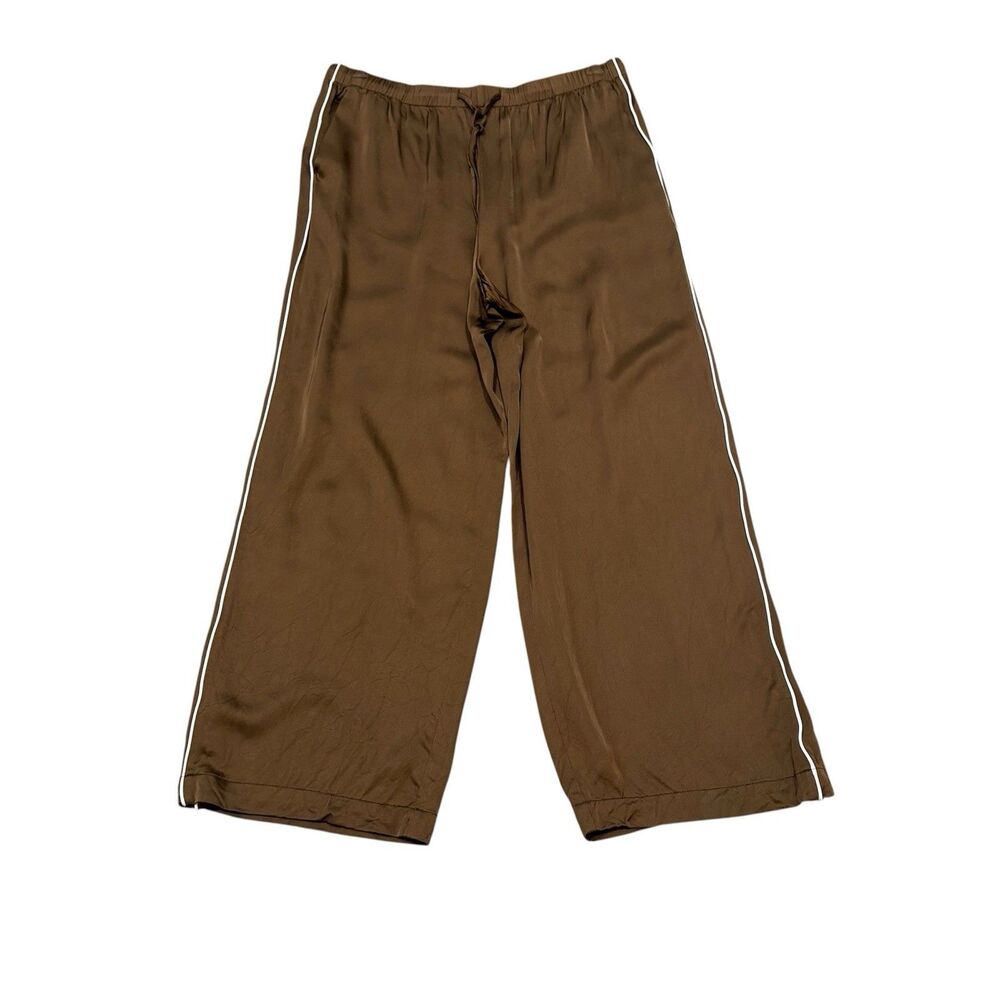 Mare Mare Anthropologie Olive Brown Silky Drawstring Satin Track Pants Size M